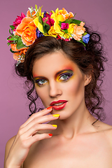 Image showing beautiful girl with flower accessories