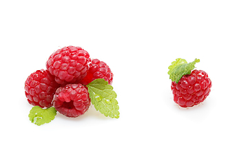 Image showing raspberry berries isolated on white