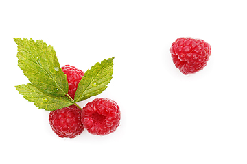 Image showing raspberry berries isolated on white