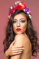 Image showing beautiful girl with flower accessories