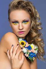 Image showing beautiful girl with flower accessories