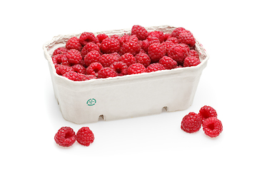 Image showing raspberry berries isolated on white