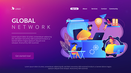 Image showing Global network connection concept landing page.