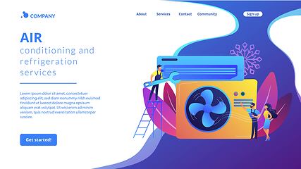Image showing Air conditioning and refrigeration services concept landing page