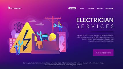 Image showing Electrician services concept landing page