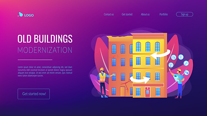 Image showing Old buildings modernization concept landing page