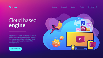 Image showing Cloud based engine concept landing page.