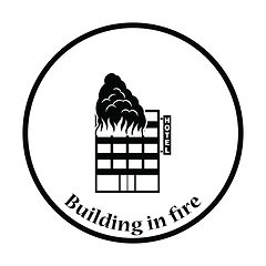 Image showing Hotel building in fire icon