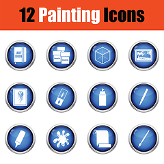 Image showing Set of painting icons. 