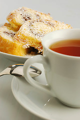 Image showing Cake with tea