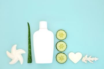 Image showing Aloe Vera and Cucumber Herbal Treatment for Healthy Skin