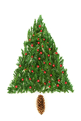 Image showing Juniper Fir and Holly Berry Christmas Tree