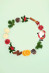 Image showing Abstract Festive Christmas Wreath with Traditional Symbols