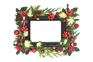 Image showing Festive Christmas Abstract Background Border Composition 