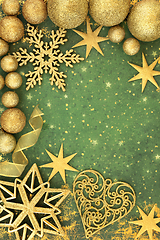 Image showing Abstract Christmas Background with Gold Decorations