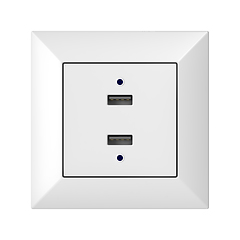 Image showing Front view of wall socket with USB charging ports