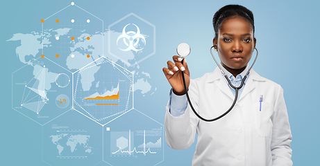 Image showing african american female doctor with stethoscope