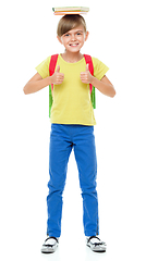 Image showing Portrait of a cute little schoolgirl with backpack