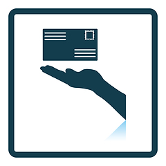 Image showing Icon of Hand holding letter