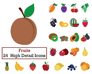 Image showing Set of 24 Fruits Icons