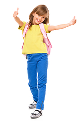 Image showing Little schoolgirl with a backpack