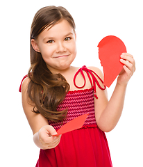 Image showing Portrait of a happy little girl in red