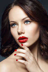 Image showing beautiful girl with red lips