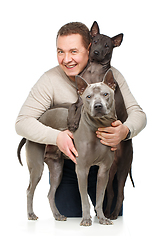 Image showing man with two dogs