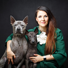 Image showing woman with two dogs