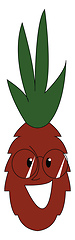 Image showing Cartoon red pineapple with glasses vector illutsration on white 