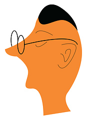 Image showing Clipart of a man wearing round eyeglasses vector color drawing o