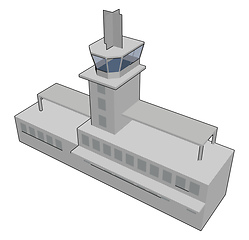 Image showing Simple vector illustration of a grey airport tower white backgro