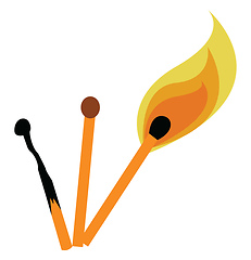 Image showing Three matchsticks vector or color illustration