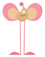 Image showing Cartoon one-eyed pink monster with long legs looks funny vector 