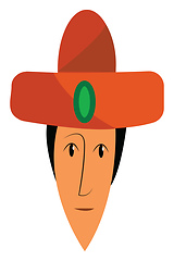 Image showing Face of a person wearing a traditional orange hat vector color d