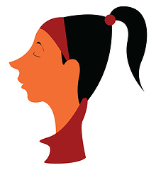 Image showing Ponytailed girl with brown hair band vector or color illustratio
