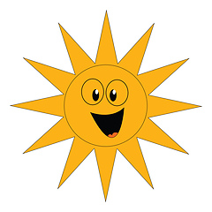 Image showing Clipart of a laughing yellow sun vector or color illustration