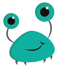 Image showing Cute smiling turquoise monster vector illustration on white back