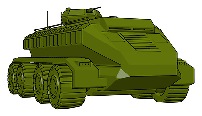 Image showing 3D vector illustration on white background of a green armoured m