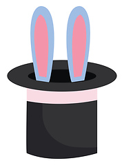 Image showing A magician\'s hat that displays only the ears of a rabbit vector 