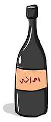 Image showing Cartoon red wine bottle vector or color illustration