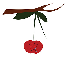 Image showing Crying cherry vector illustration on white background 