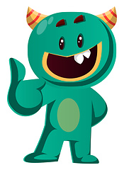 Image showing Green monster giving thumb up vector illustration
