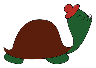 Image showing Funny cartoon turtle set on isolated white background viewed fro