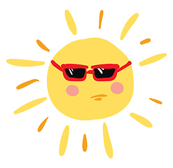 Image showing Angry sun with red glasses, vector color illustration.