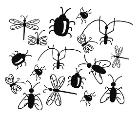 Image showing A beautiful black and white doodle art of various insects vector