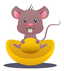 Image showing Cartoon mouse holding hat vector illustartion on white backgroun