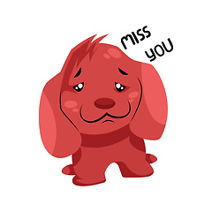 Image showing Sad red dog saying Miss you vector illustration on a white backg