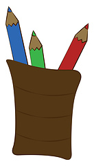 Image showing Painting of a brown-colored pencil case vector or color illustra