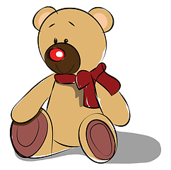 Image showing A cute teddy bear soft toy with a red ribbon around the neck vec